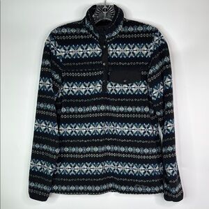 Eddie Bauer Blue Black 1/4 Zip Fleece Pullover Sweatshirt Small